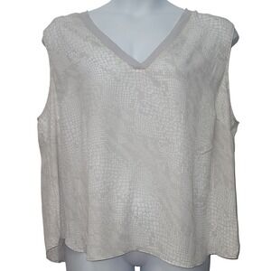 Worthington Womens 2X Sleeveless V Neck Python Sleeveless Blouse Boho Minimalist